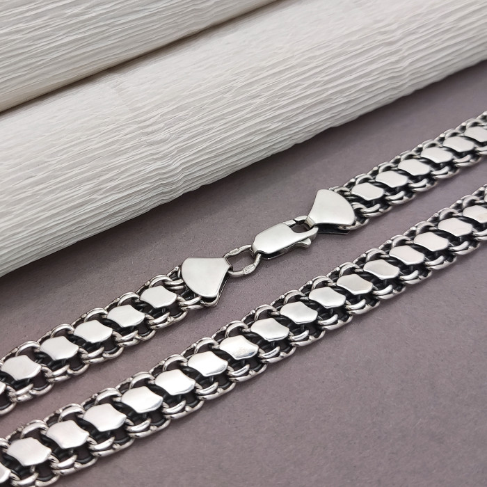 Срібний ланцюжок “Подвійний Бісмарк з накладками”