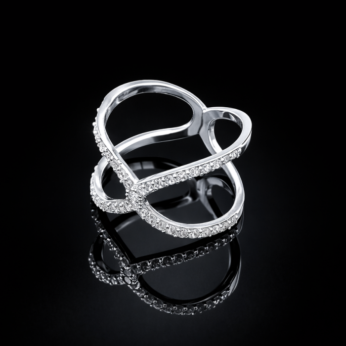 Срібна каблучка з фіанітами Ніжність