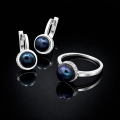 Срібна каблучка та сережки з перлинами Дама