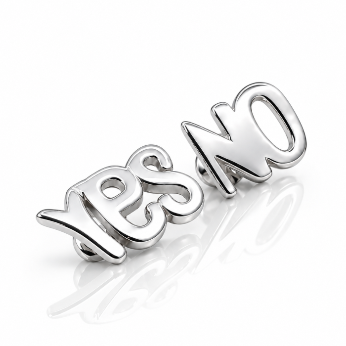 Срібні сережки пусети Yes No Дилема