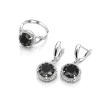 Срібна каблучка та сережки з чорним фіанітом "Ніч"