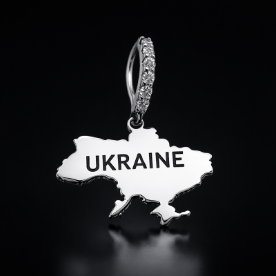 Срібний кулон карта України