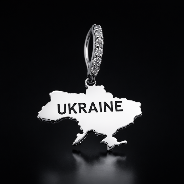 Срібний кулон карта України